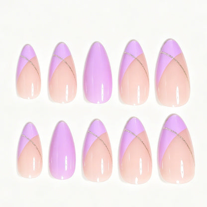 Stiletto Nail Art Tips with Gold Accents Acalora