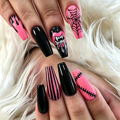 Creative nail art set with Halloween motifs and sparkling applications Acalora