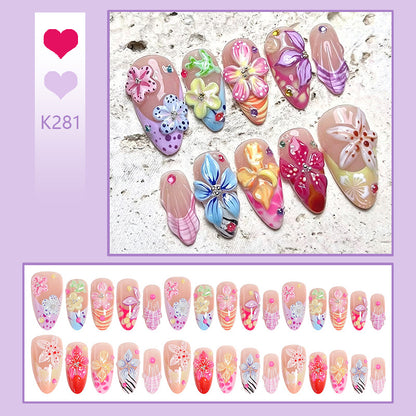 Artificial nail set with blooming 3D flower accents Acalora