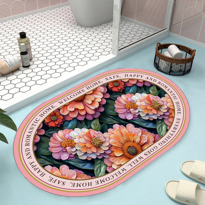 Floral Design Bath Mat