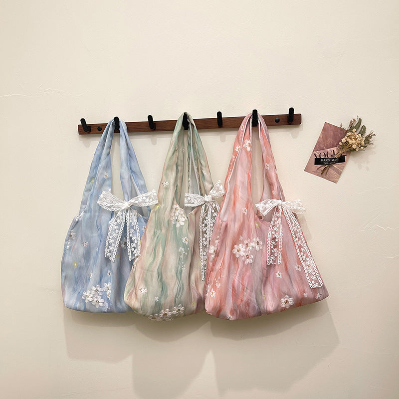 Elegant Floral Printed Shoulder Tote Bag Acalora