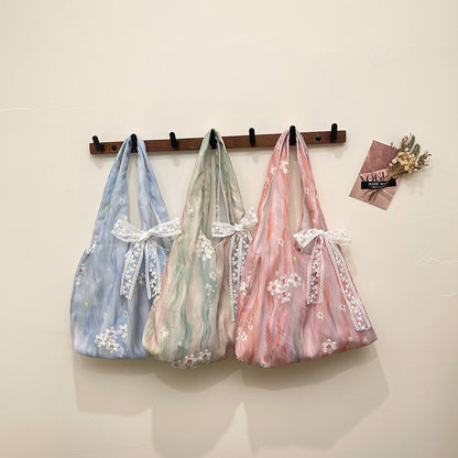 Elegant Floral Printed Shoulder Tote Bag Acalora