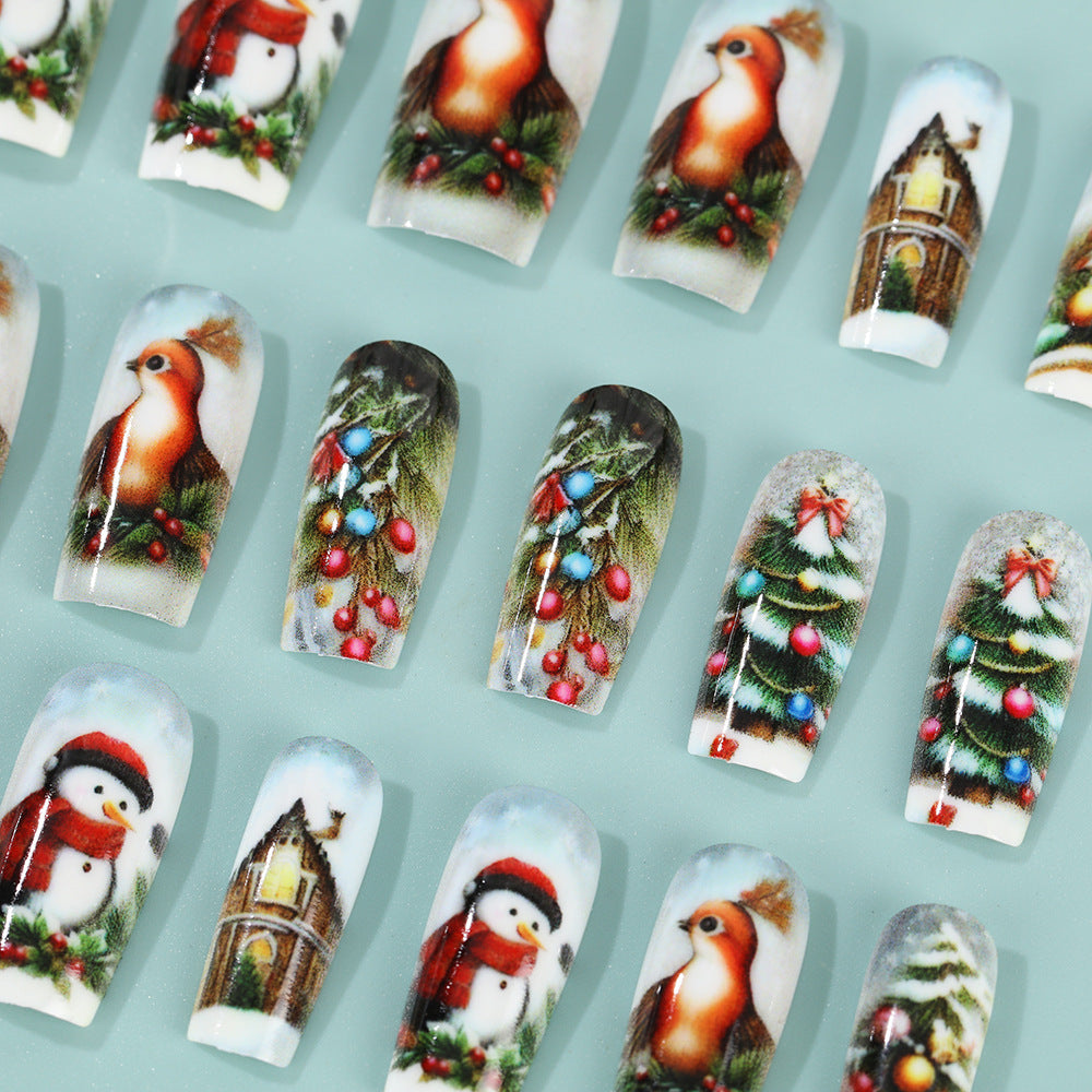 Creative artificial nails in festive Christmas design Acalora