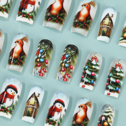 Creative artificial nails in festive Christmas design Acalora