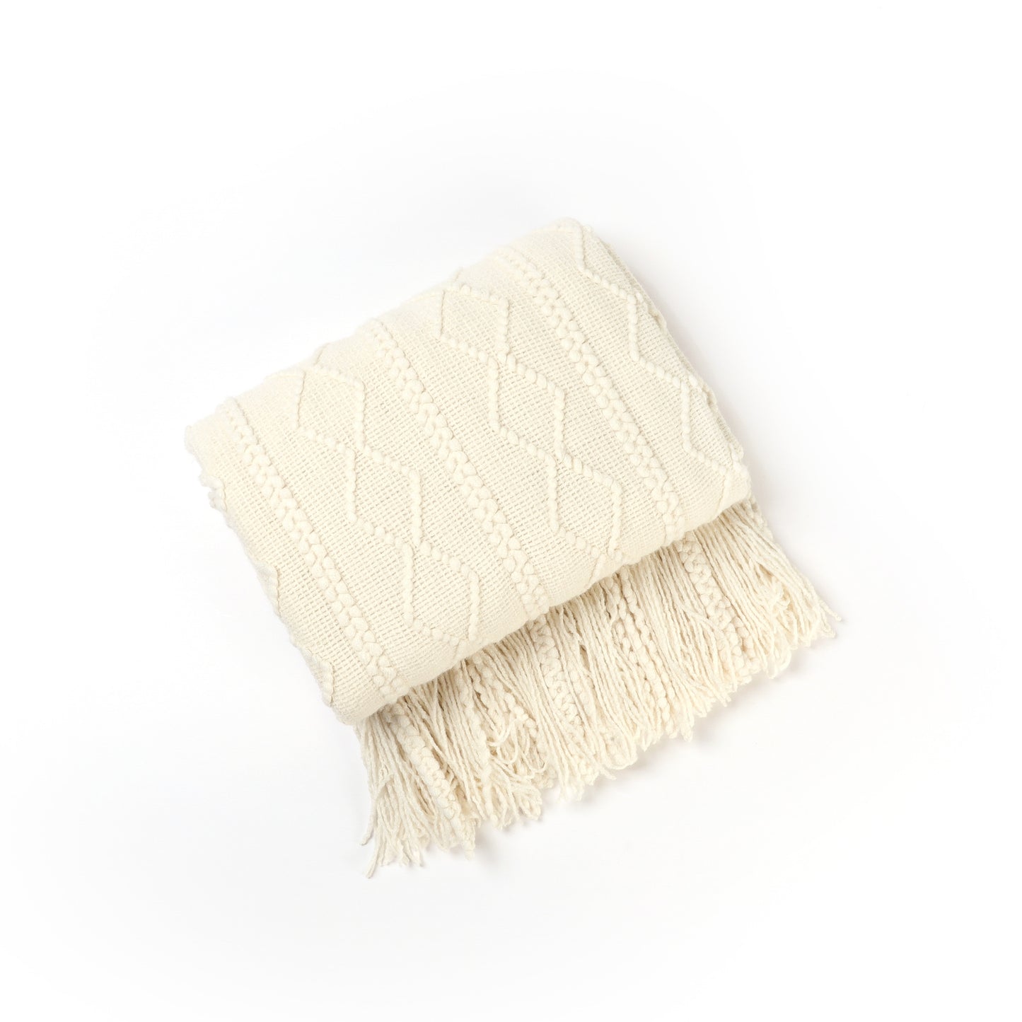 Unisex Cozy Decorative Fringe Throw Blanket