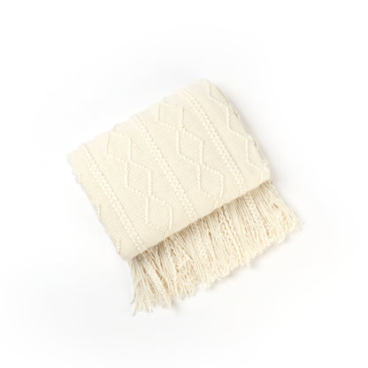 Unisex Cozy Decorative Fringe Throw Blanket