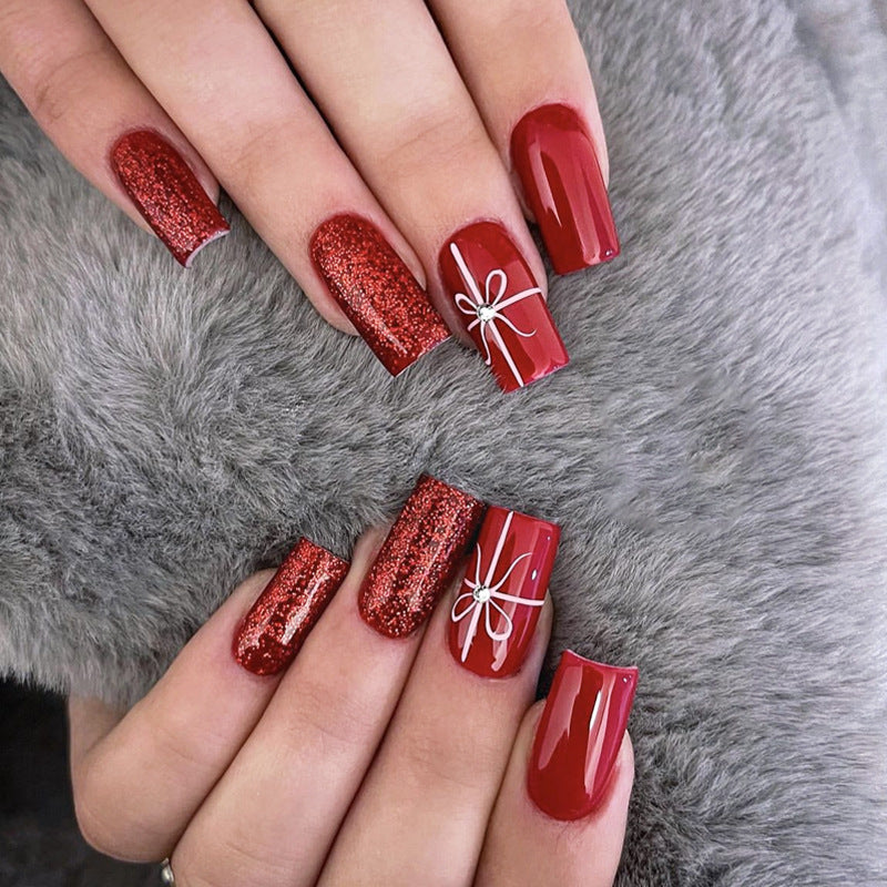 Festive Glittering Press-On Nail Art Set Acalora