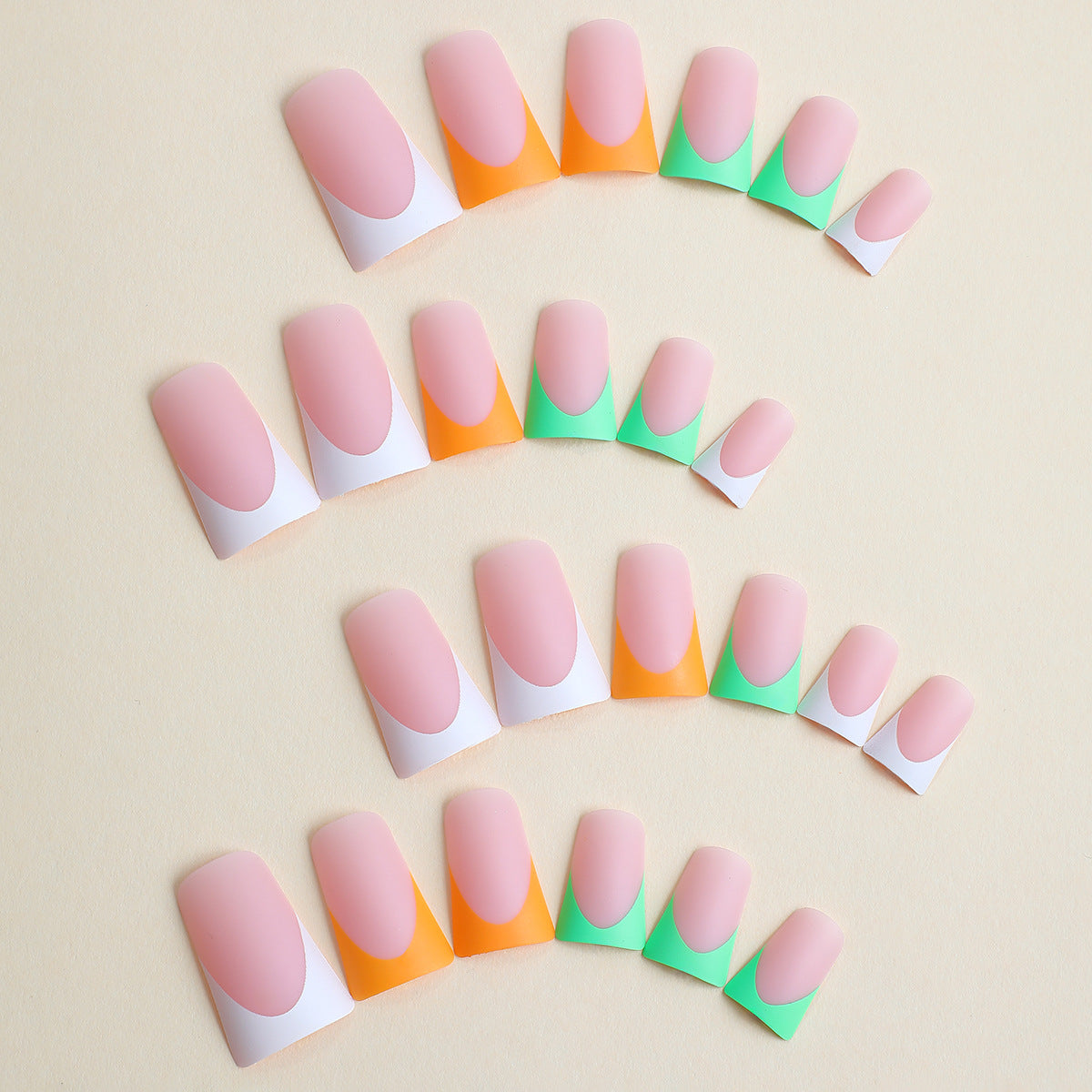 Artistic Press-On Nail Set with Unique Colorful Tips Acalora