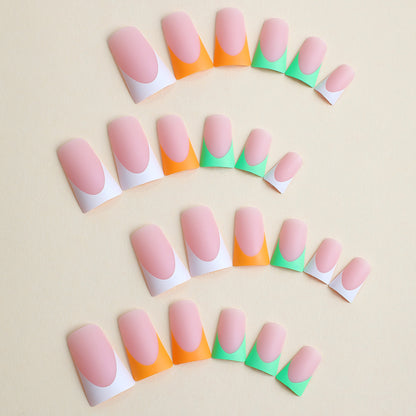 Artistic Press-On Nail Set with Unique Colorful Tips Acalora