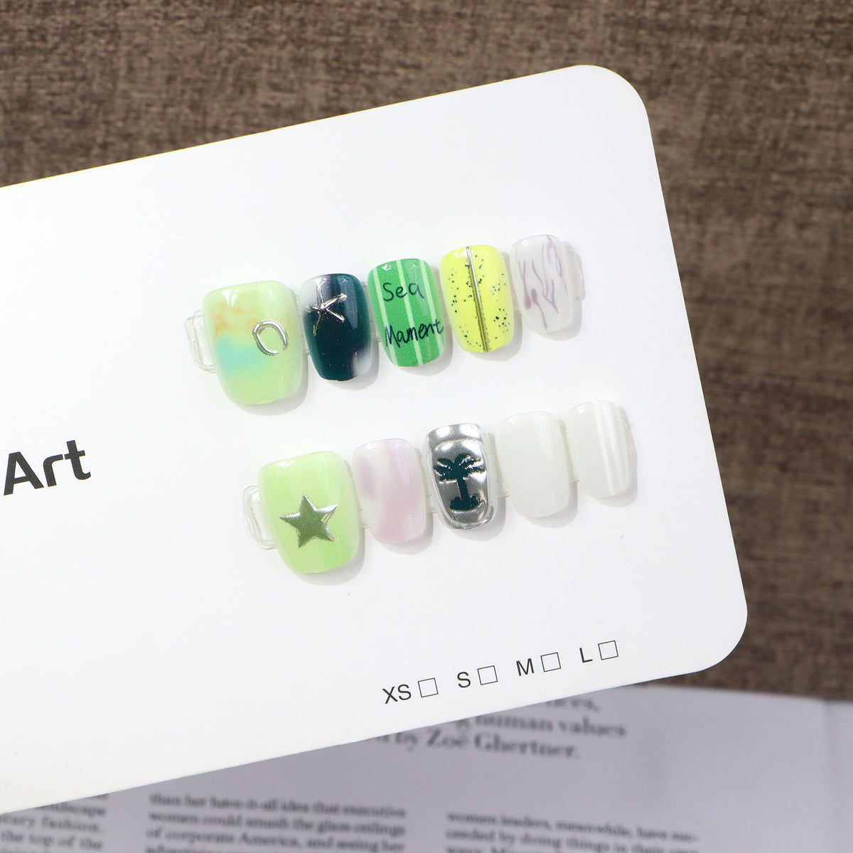 Artistic Sea-Themed Press-On Nail Art Acalora