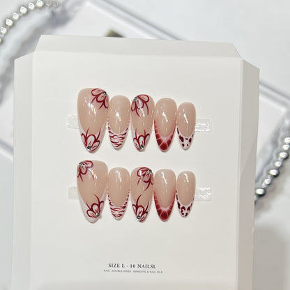 Artistic Floral Press-On Nail Design Set Acalora