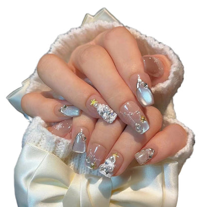 Elegant Press-On Nail Art Kit with Decorative Gem Accents Acalora