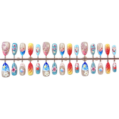 Artistic Floral Decorated Press-On Nails Acalora