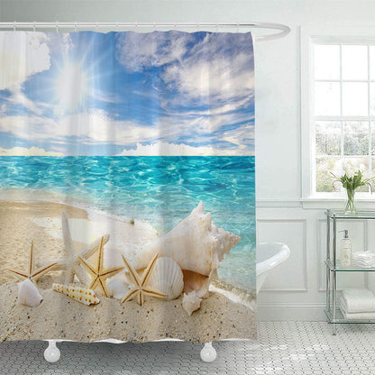 Beach-Themed Shower Curtain Bowlift