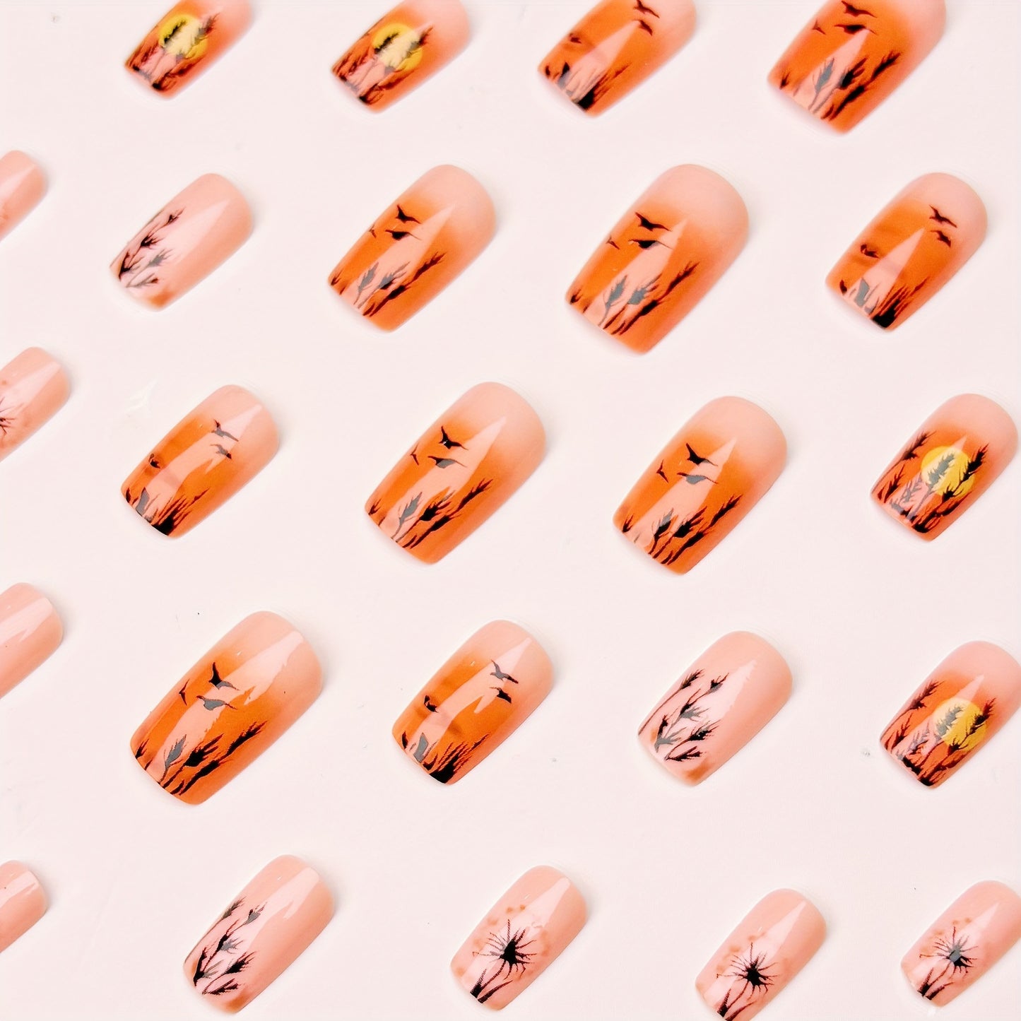 Artistic Sunset Landscape Nail Art Acalora