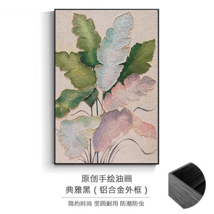 Textured Botanical Leaf Canvas Art