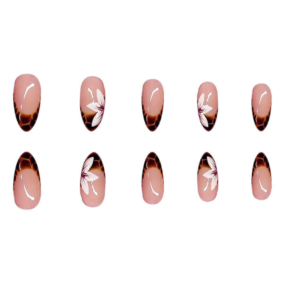 Floral and Geometric Press-On Nail Art Acalora