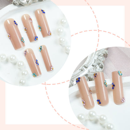 Decorative Press-On Nail Set with Floral and Gem Accents Acalora 1788496020