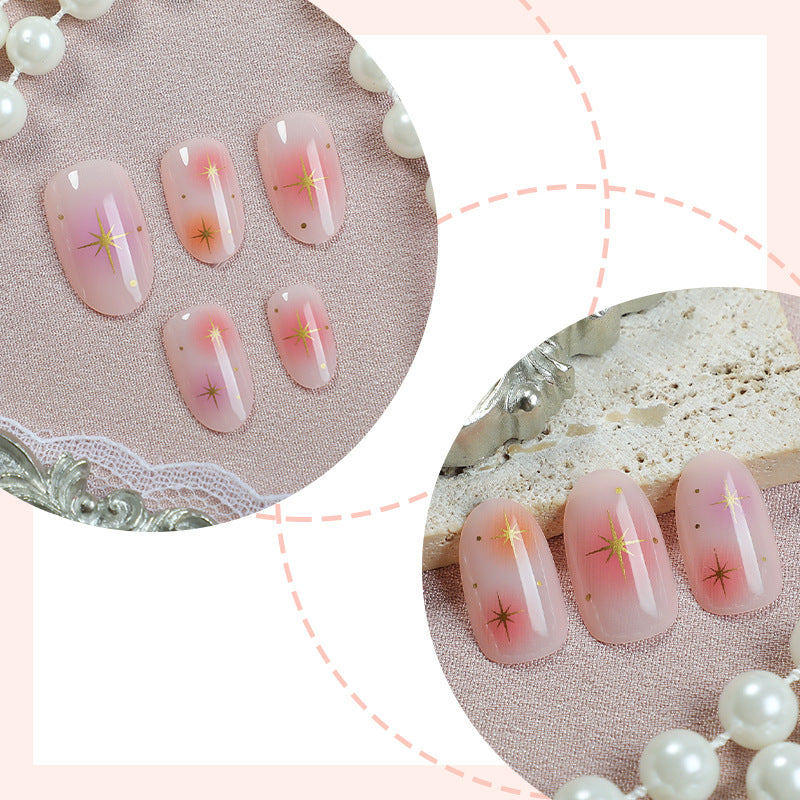 Artistic Press-On Nail Set with Vibrant Star Designs Acalora