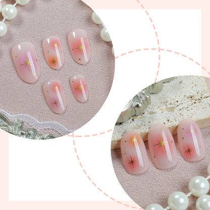 Artistic Press-On Nail Set with Vibrant Star Designs Acalora