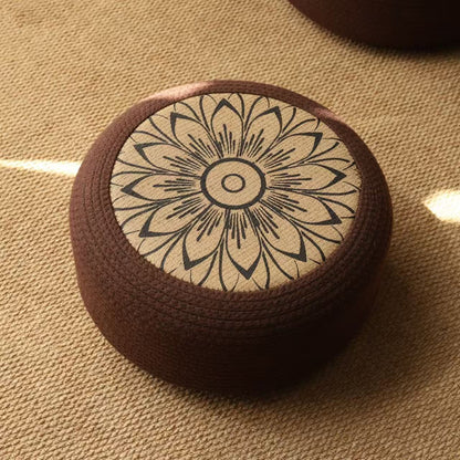 Decorative seating pouf with stylish floral design Acalora