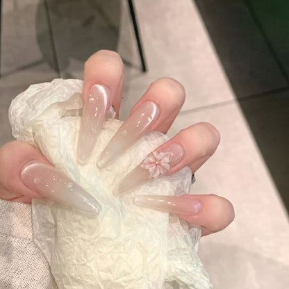 Artistic Stiletto Press-On Nail Set with Unique Design Elements Acalora