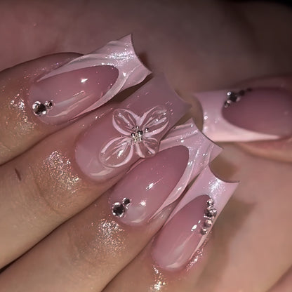 Elegant Floral Press-On Nail Art Acalora