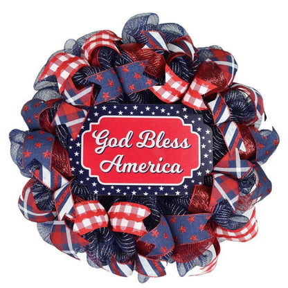 Unisex nan layered star wreath door decor with mixed ribbon bows and wooden accents Bowlift