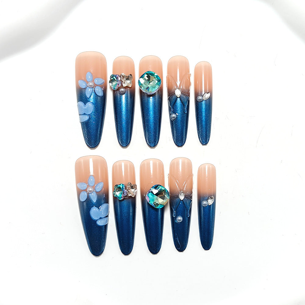 Artificial nails with an elegant glitter and flower design Acalora