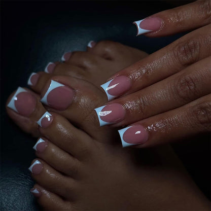 Artistic French Tip Press-On Nails Set Acalora