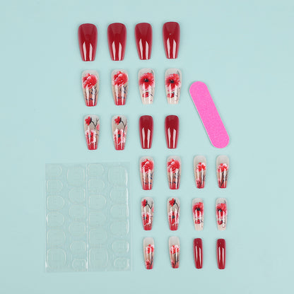 Artificial Nails Set with Floral Design Acalora
