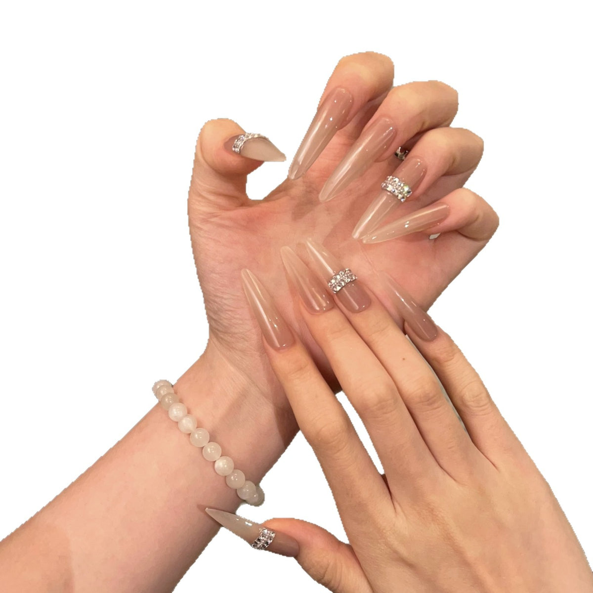 Stiletto Nail Art Tips with Rhinestone Accents Acalora