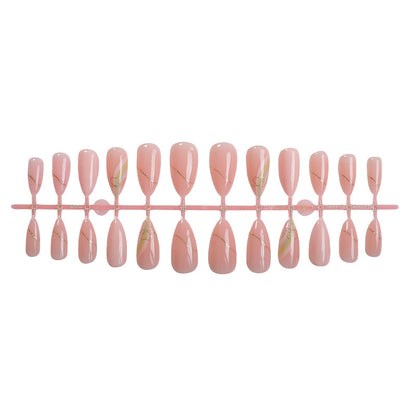 Elegant Press-On Nail Set with Gold Foil Accents Acalora
