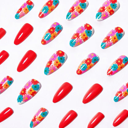 Artistic Summer Floral Acrylic Nail Art Acalora