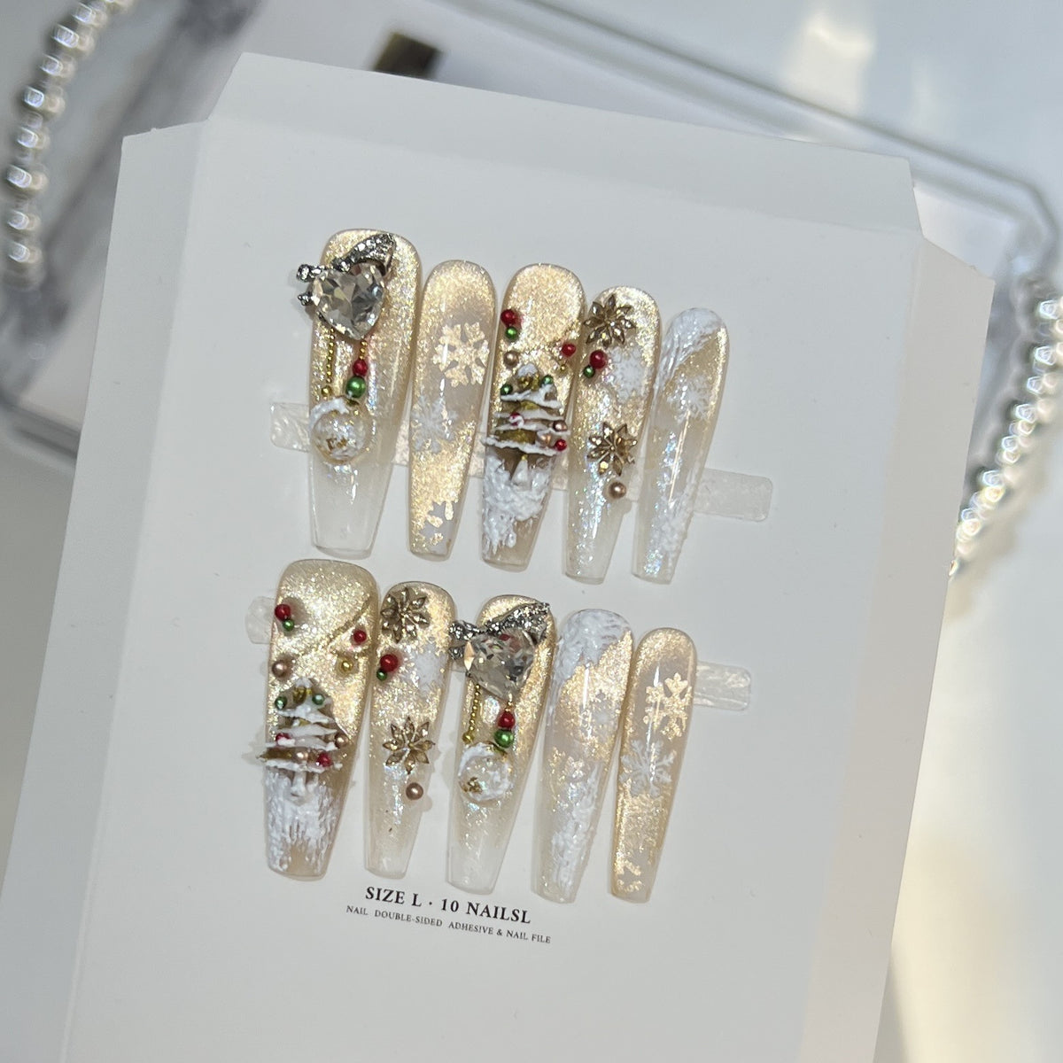 Festive Glamour Stiletto Press-On Nail Art Set Acalora