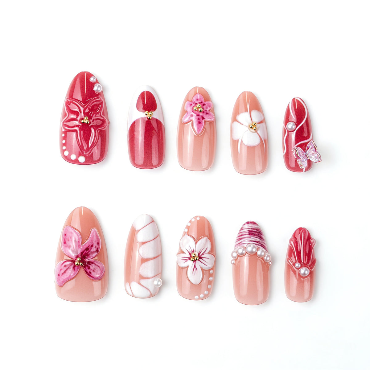 Creative Nail Art Set with Floral Accents Acalora