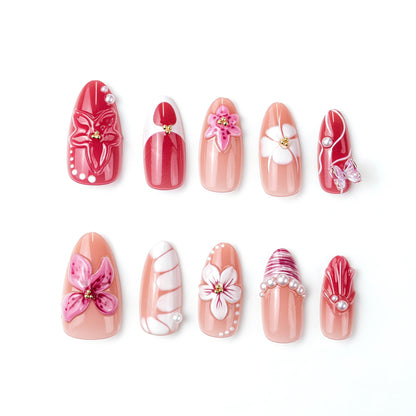 Creative Nail Art Set with Floral Accents Acalora