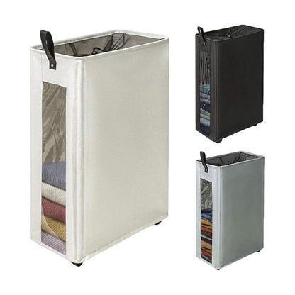 Modern laundry basket with wheels and viewing window Acalora
