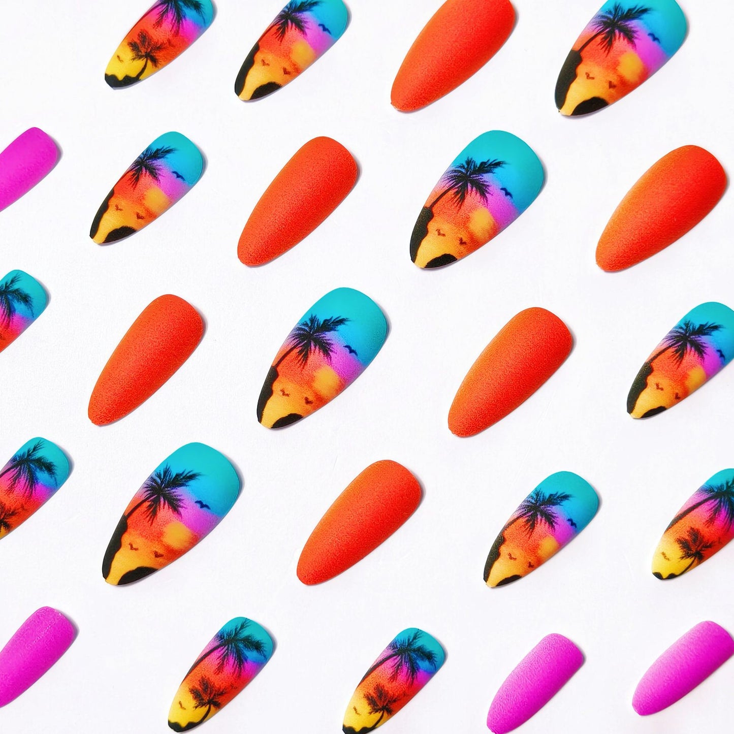 Tropical Sunset Beach-Inspired Nail Art Acalora