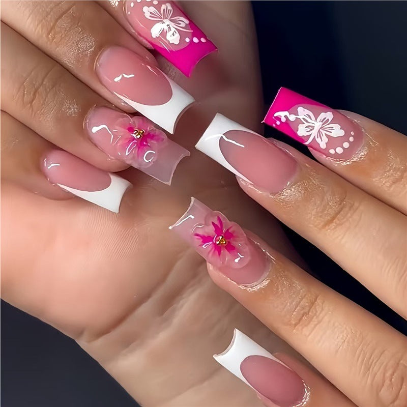 Floral Accent Decorative Press-On Nails Acalora
