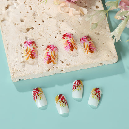 Stylish artificial nails with botanical designs Acalora