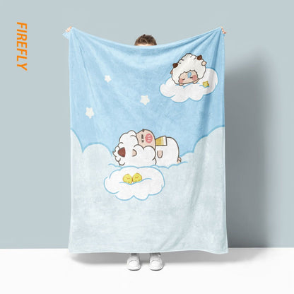 Playful Sheep-Themed Fleece Blanket