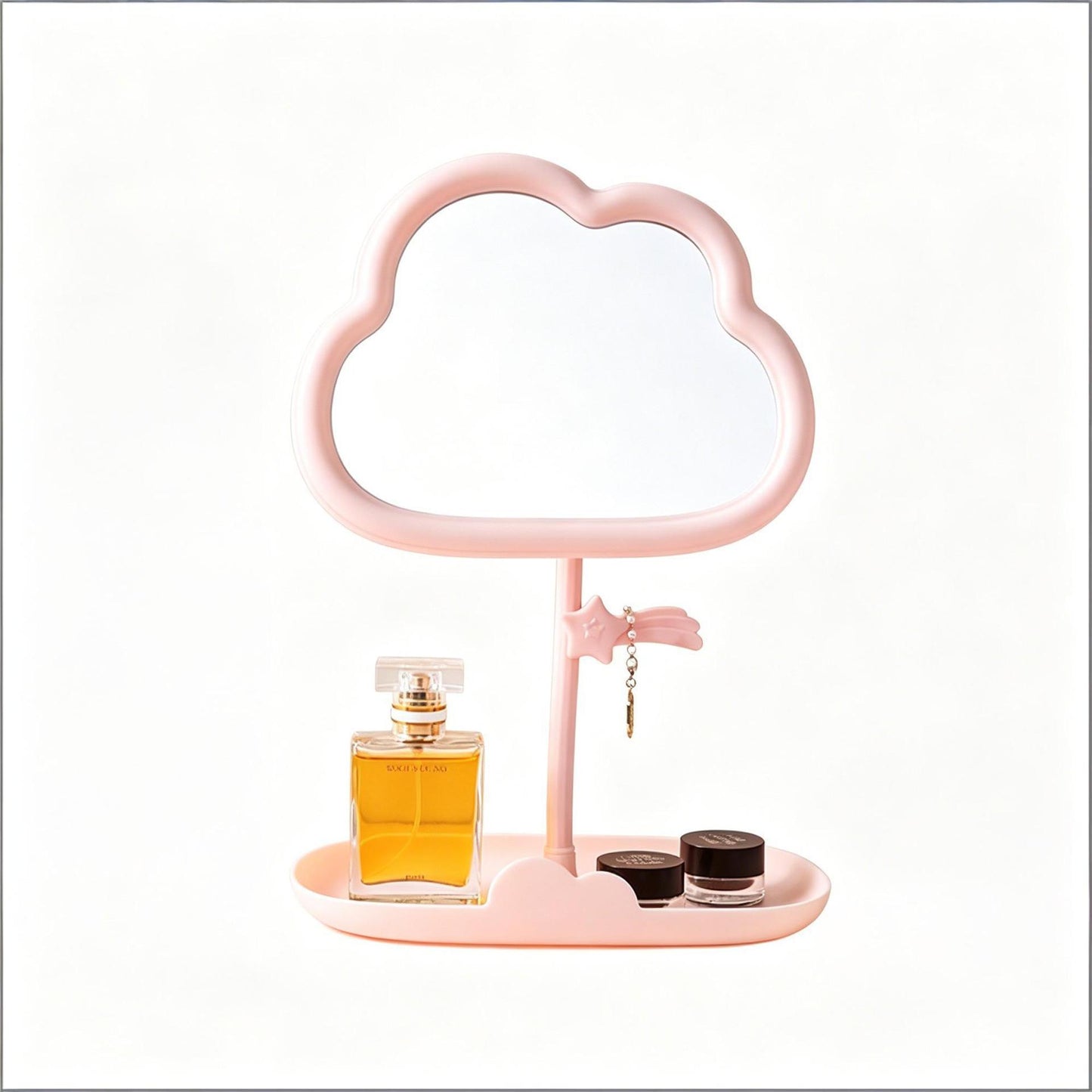 Cloud-Shaped Tabletop Makeup Mirror and Organizer