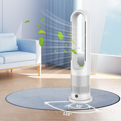 Cooling bladeless tower fan with HEPA air purifier and wide-angle oscillation Bowlift