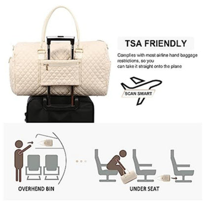 Quilted Weekender Duffle Bag Acalora