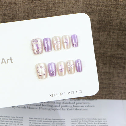 Decorative Press-On Nail Set with Artistic Designs Acalora