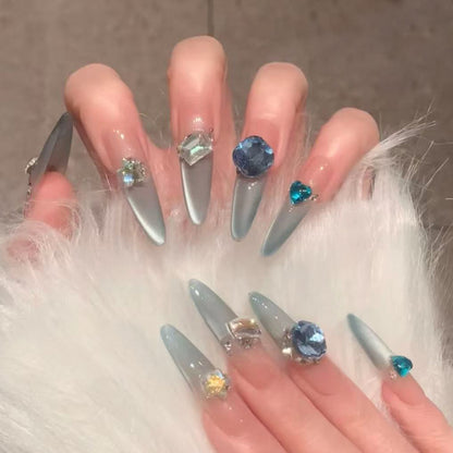 Glamorous artificial nail tips with crystal embellishments Acalora