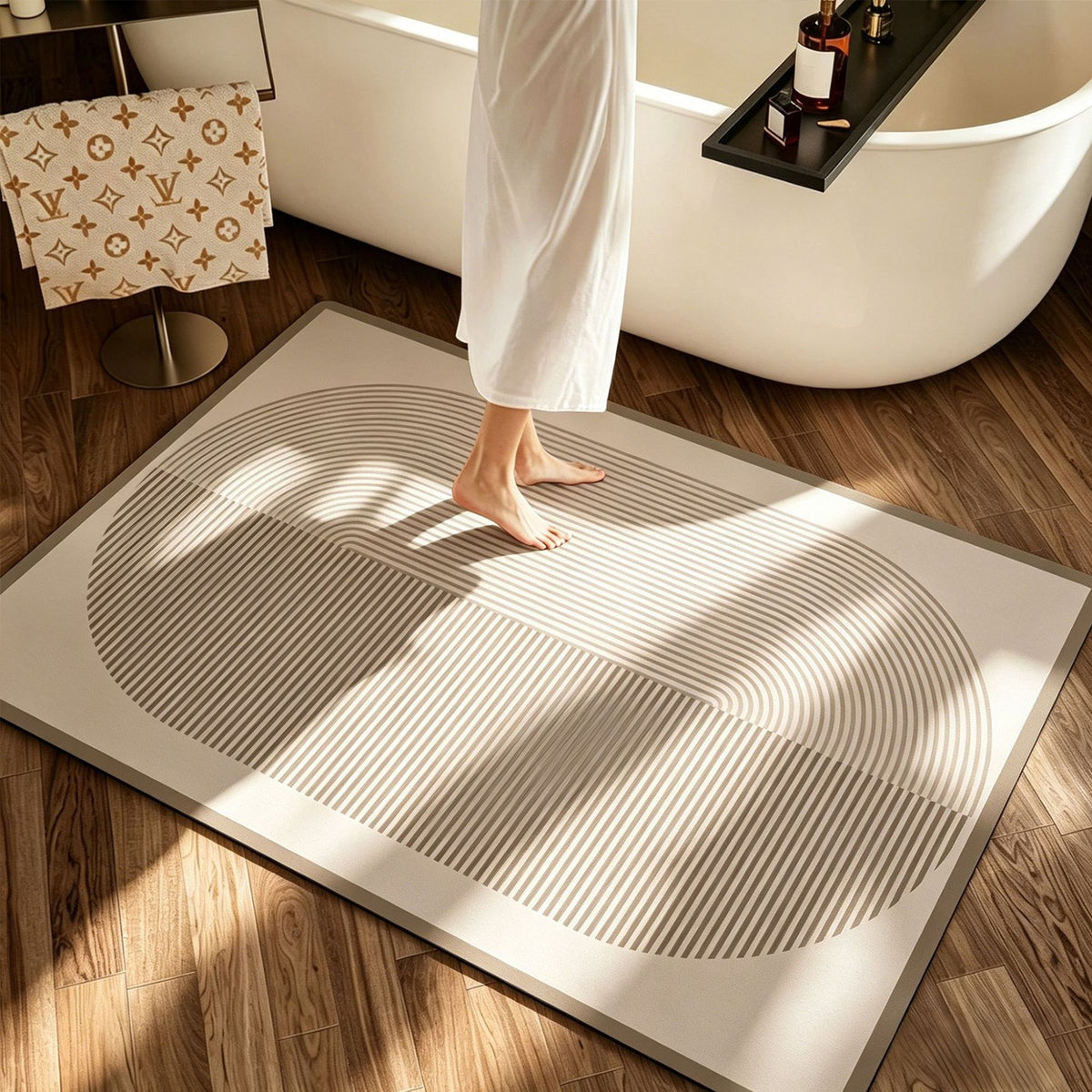 Geometric Pattern Soft Memory Foam Bath Mat Acalora