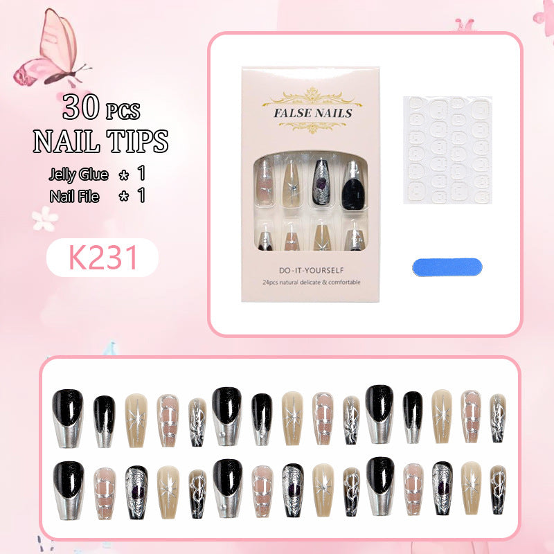 Artificial nail set with elegant glitter and design accents Acalora