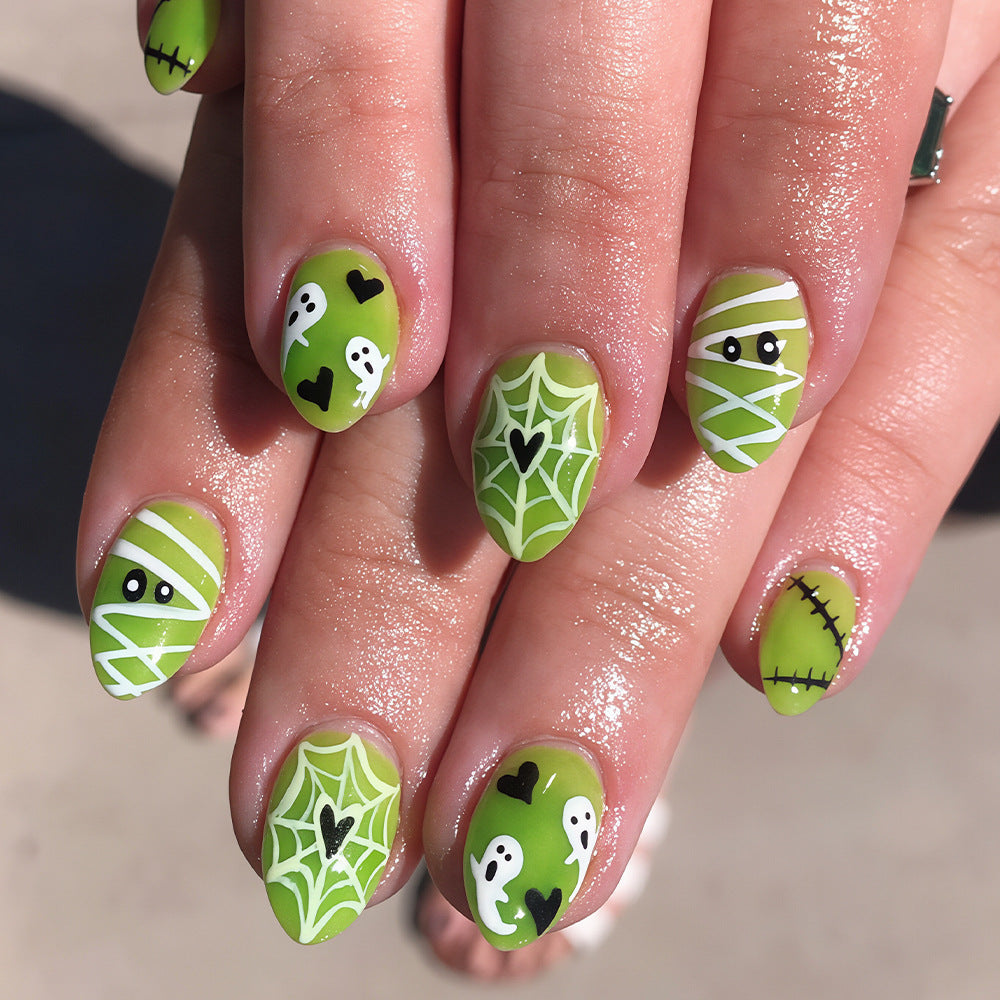 Whimsical Halloween-Themed Press-On Nail Art Set Acalora